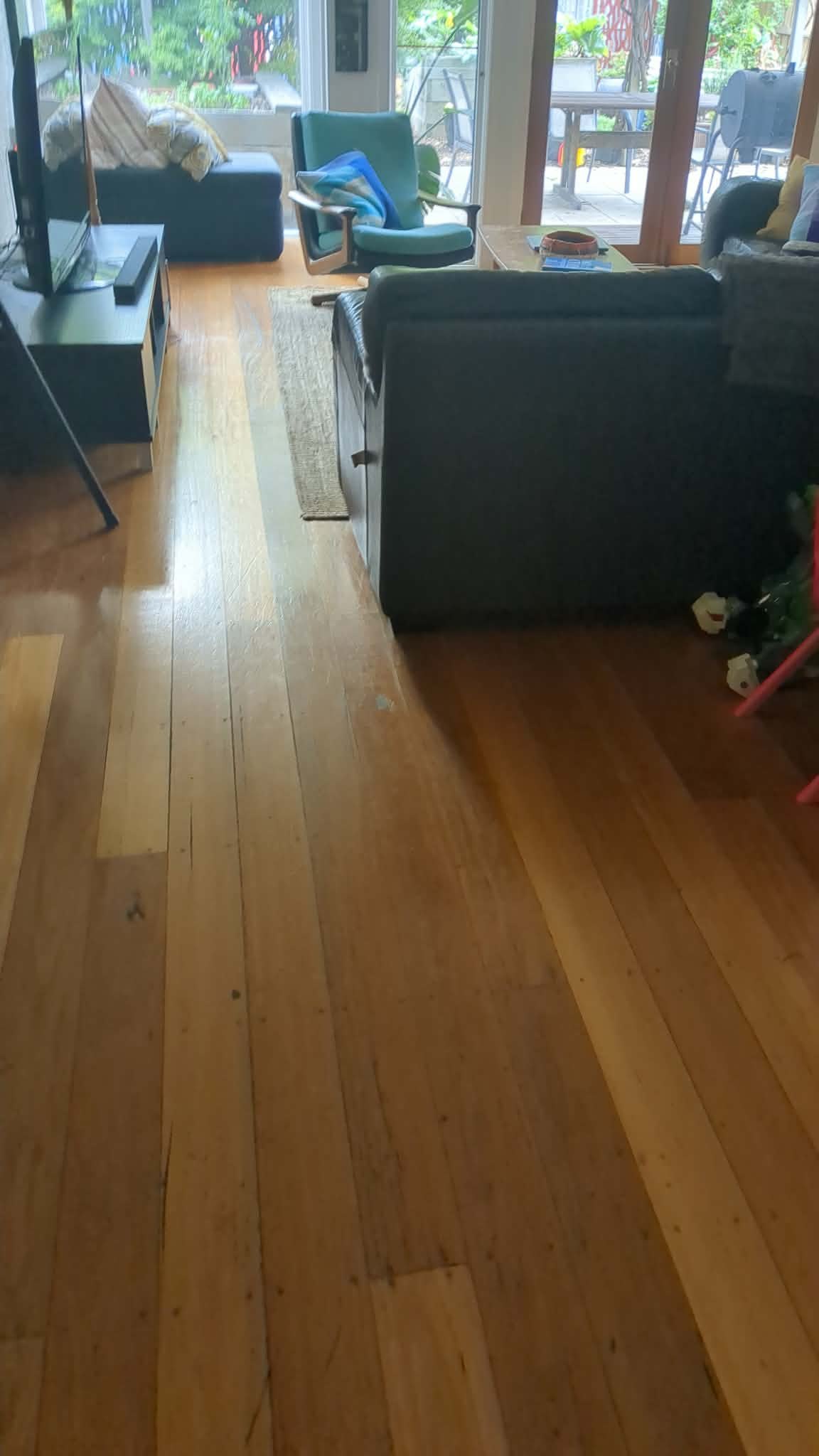 Existing hardwood timber floor in the Newport home before sanding
