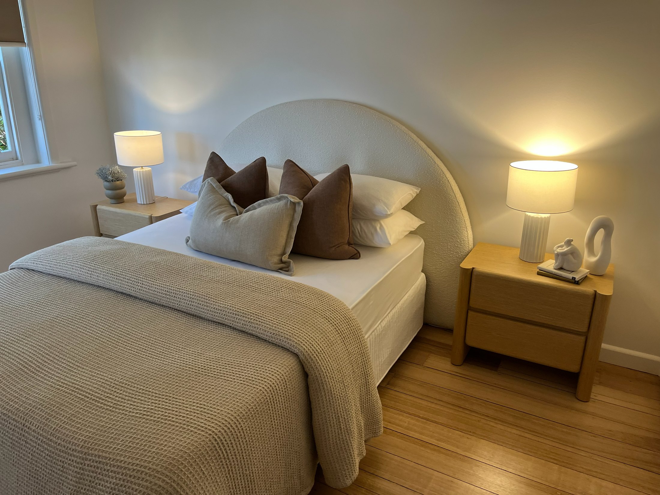 Completed main bedroom of the Newport property after painting and floor restoration