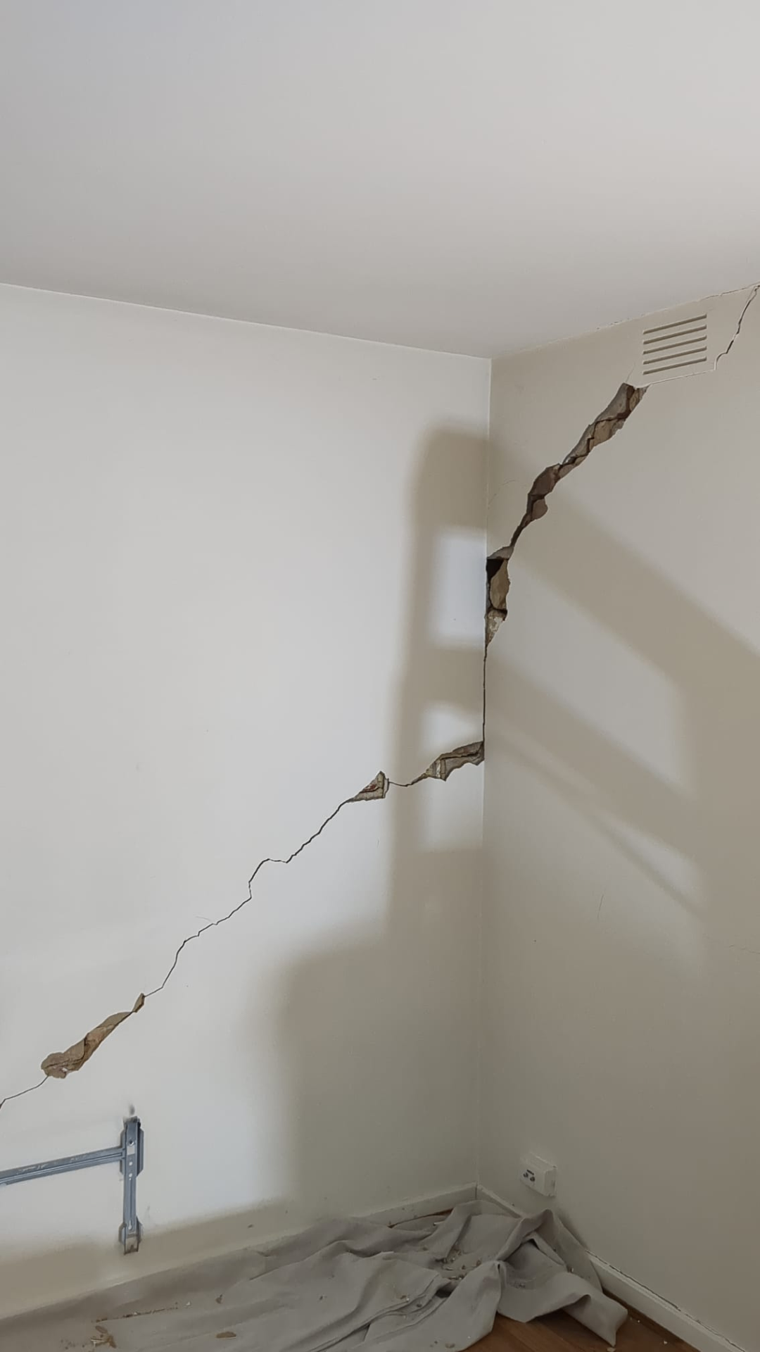 Plaster and render crack repair close-up on a Melbourne property