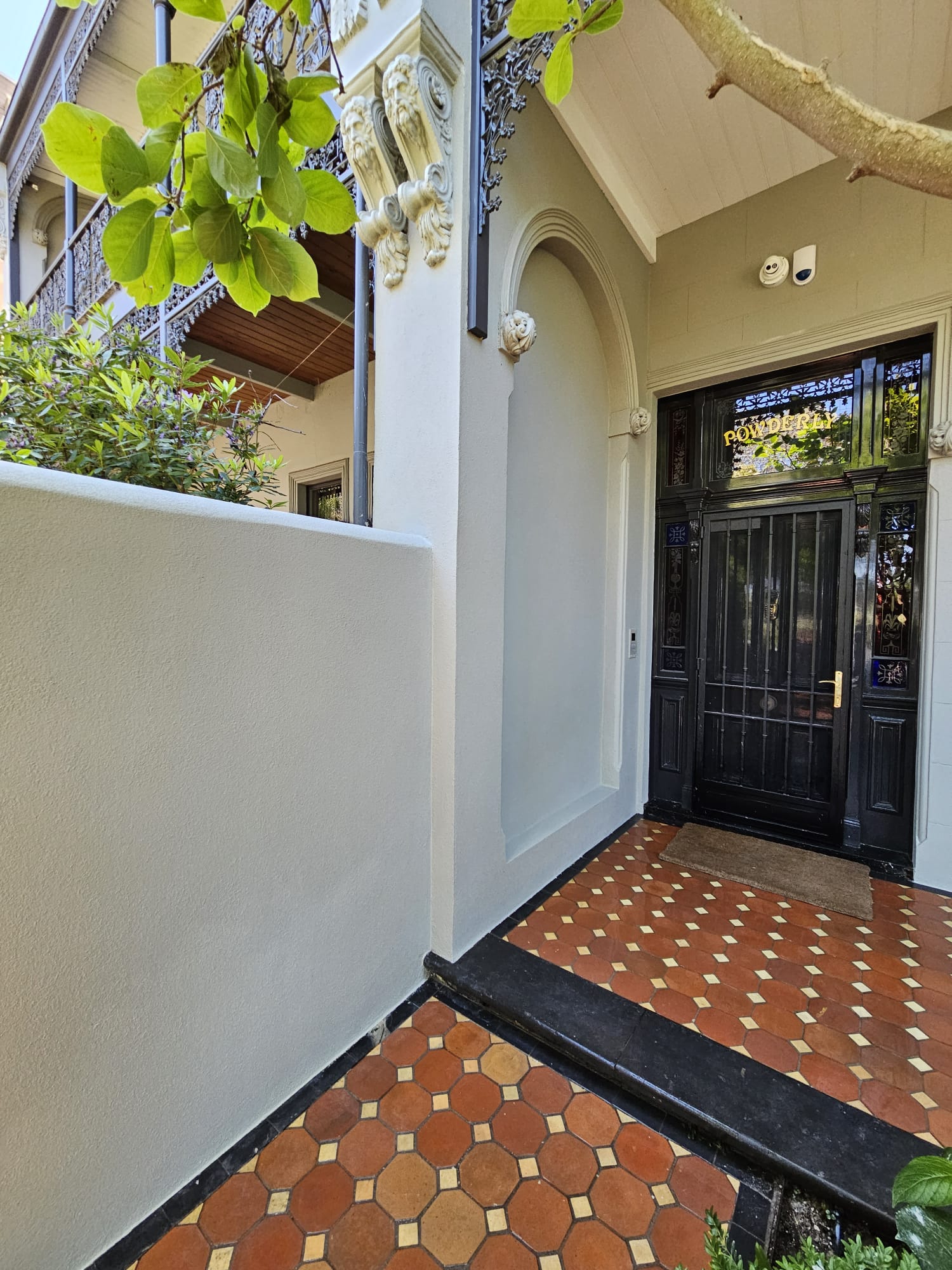 Heritage entrance with restored decorative corbels, Brunswick Melbourne