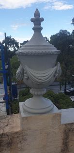 Restored classical decorative urn on heritage property, Brunswick Melbourne