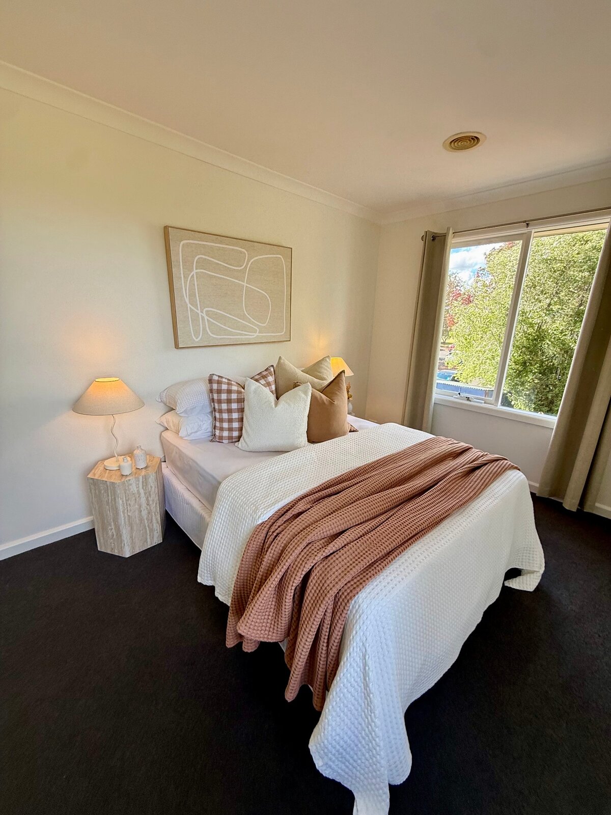 Second bedroom interior repaint with smooth plaster finish in warm neutral tones at 2 Derkin Street, Newport VIC
