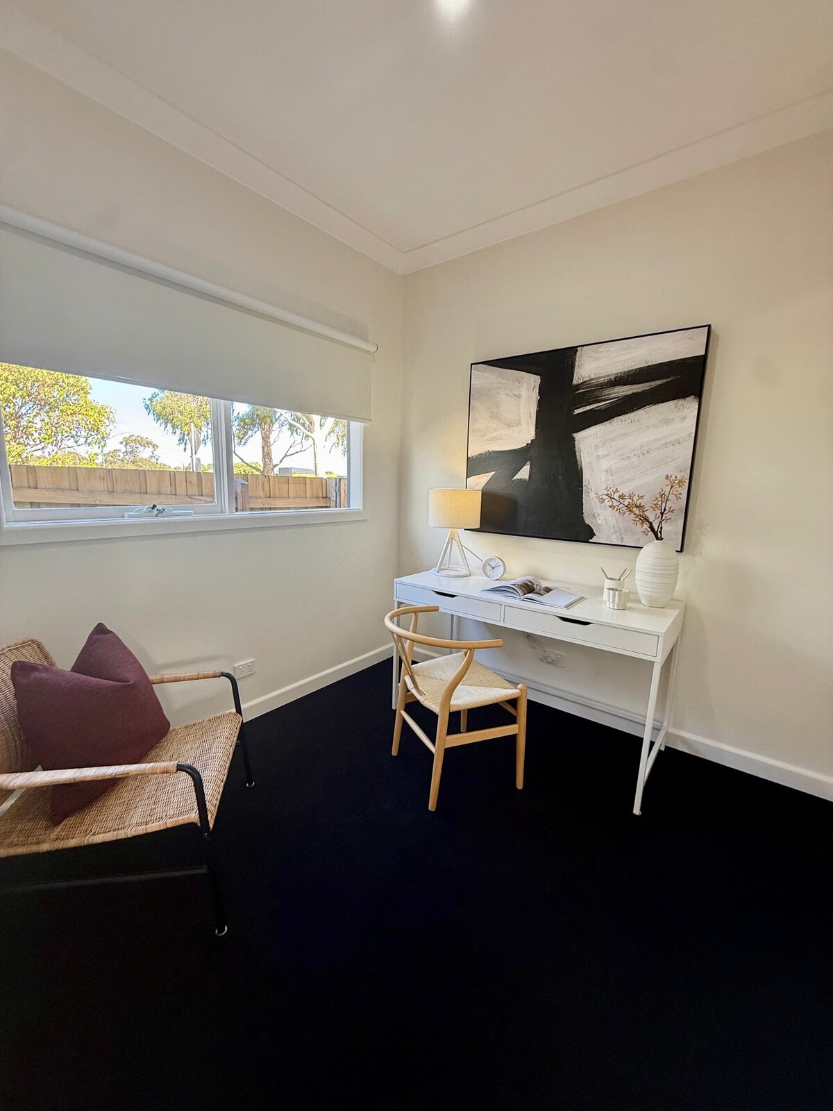Home office repaint with crisp white walls and clean trim at 2 Derkin Street, Newport VIC