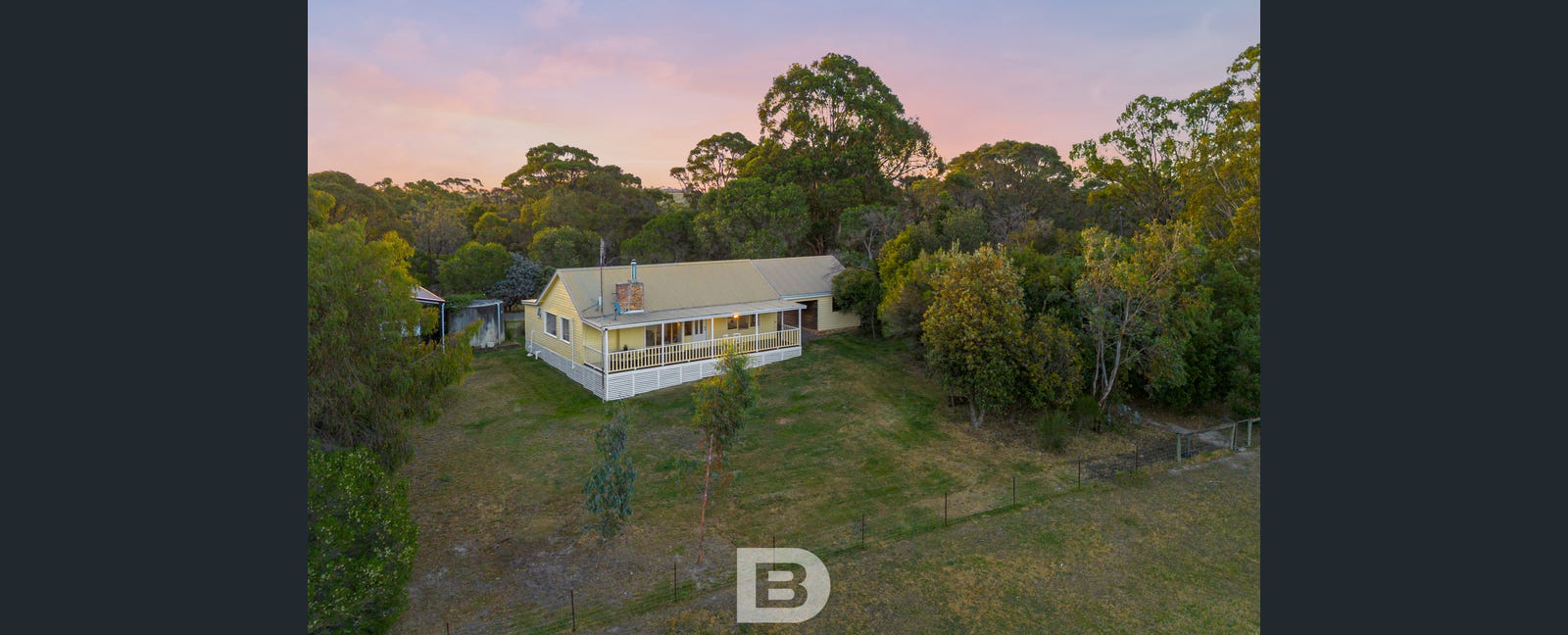Aerial view of fully painted country home, Portwines Road Lauriston VIC