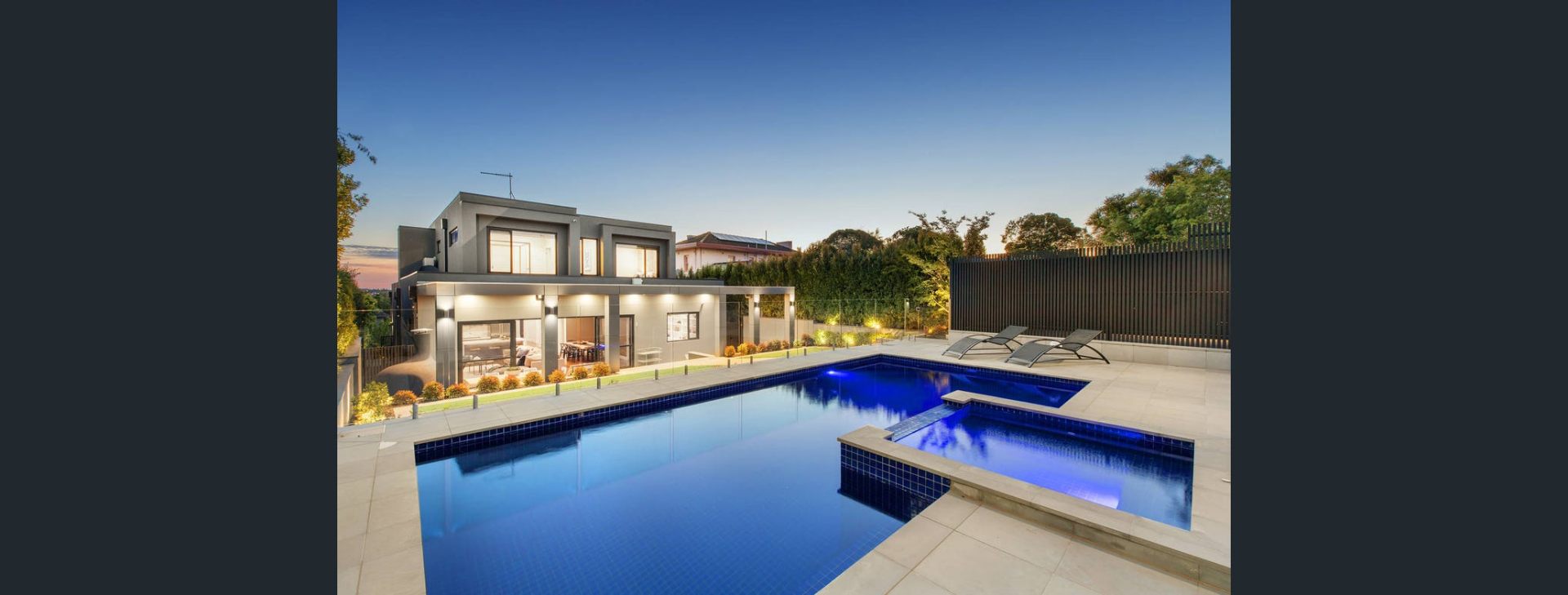 Pool area with cement rendered retaining walls, York Avenue Ivanhoe
