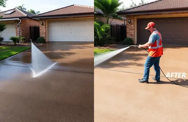 Pressure washing services Melbourne - high-pressure cleaning driveway and exterior surfaces